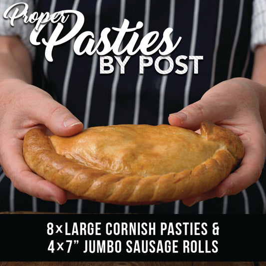 8 Large Cornish Pasties by Post + 4 Jumbo Sausage Rolls - Proper Pasty Company