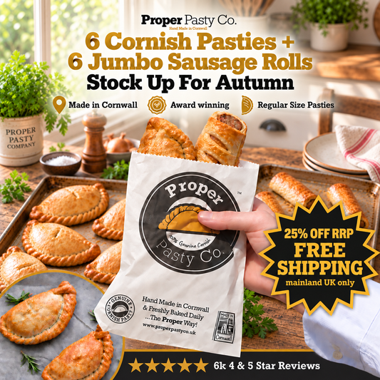 6 x Cornish Pasties + 6 x FREE Jumbo Sausage Rolls - Proper Pasty Company