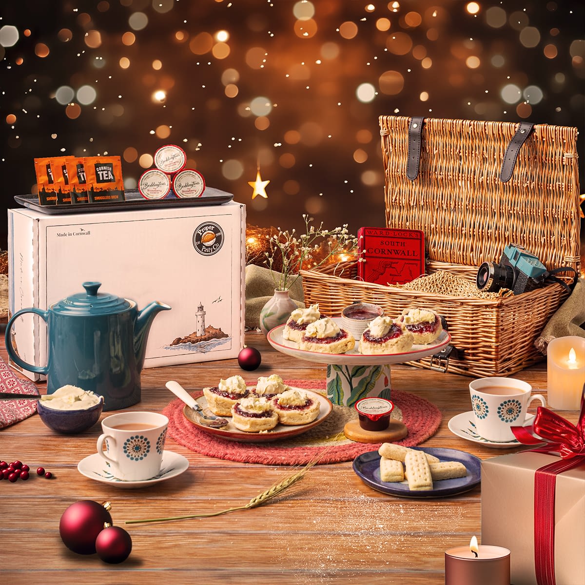 Bude Festive Cornish Scones Cream Tea Hamper (4) CTAX - Proper Pasty Company