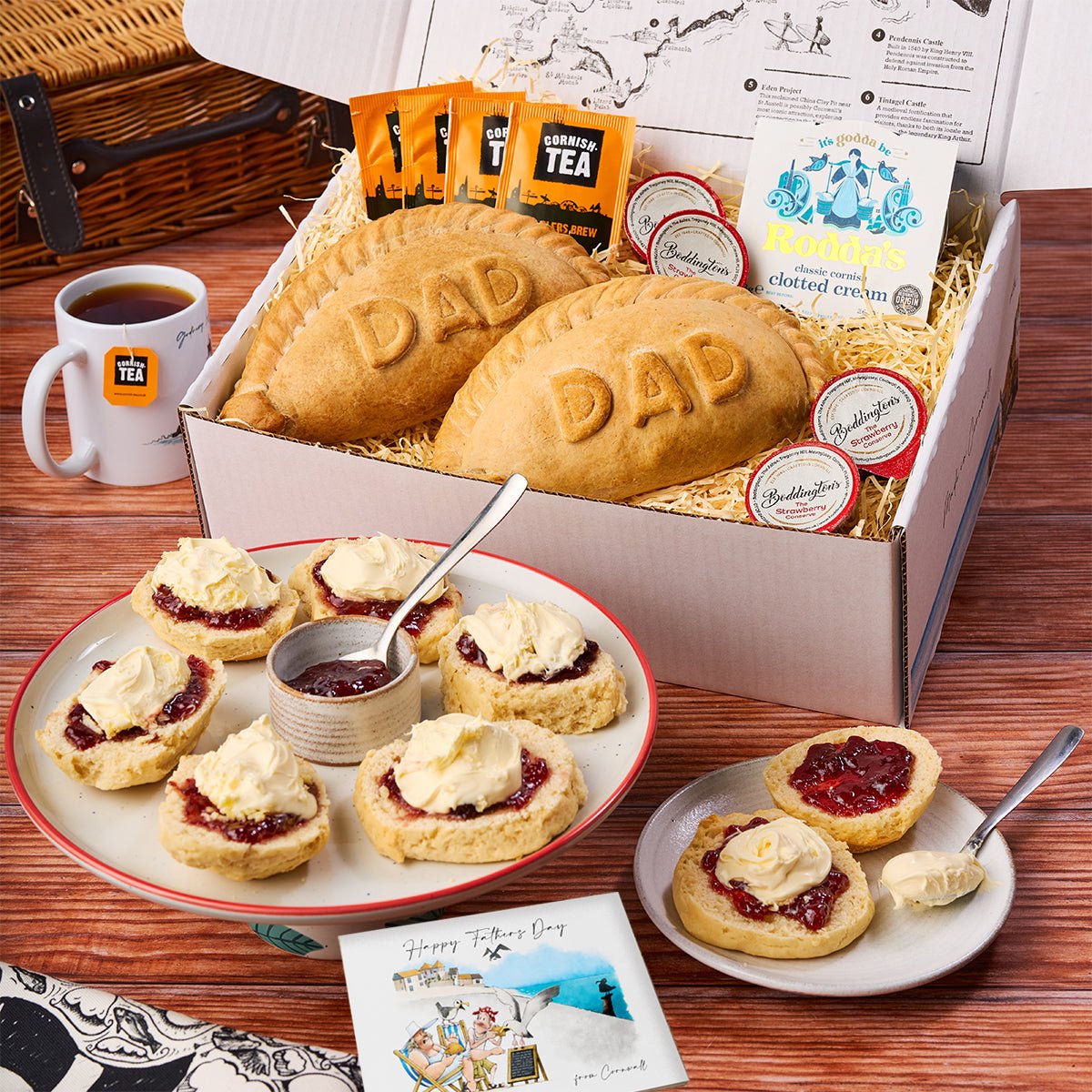 Large Tintagel 'DAD' Cornish Pasty and Cream Tea Hamper - Proper Pasty Company