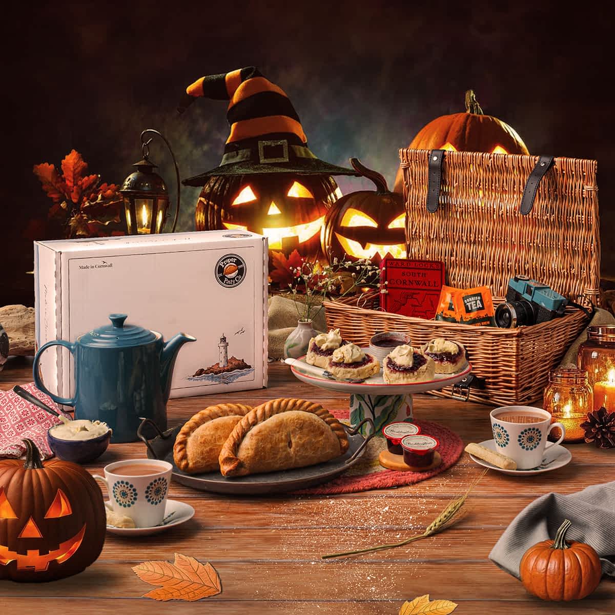 Marazion Halloween Tea for Two Cornish Pasty & Cream Hamper - Proper Pasty Company