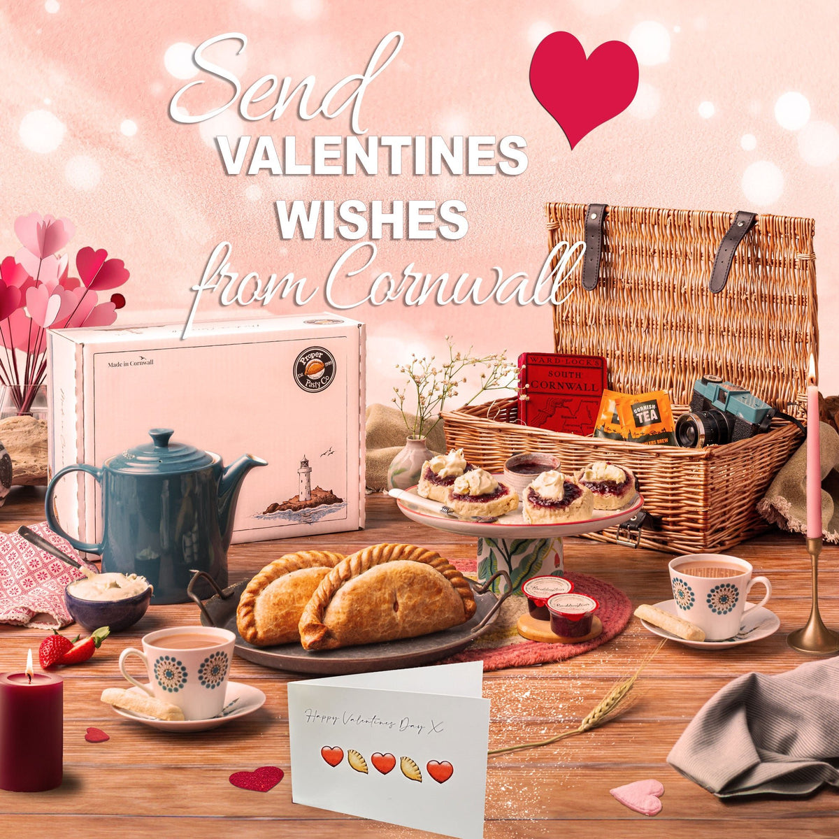 Marazion Valentines Tea for Two Hamper - Proper Pasty Company