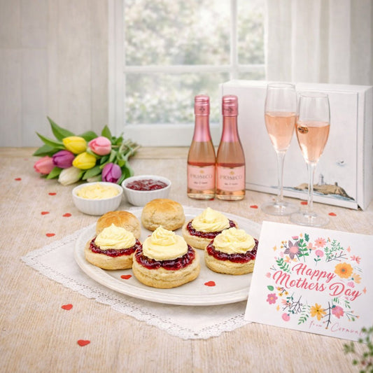 Mothers Day Cornish Scones Cream Tea & Rose Prosecco Hamper (4) CTVPR - Proper Pasty Company