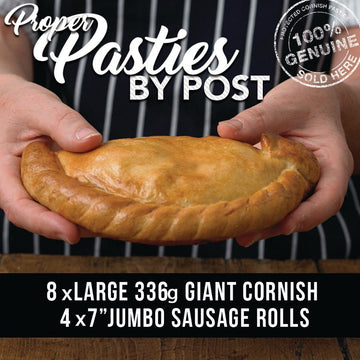8 Large Cornish Pasties by Post + 4 Jumbo Sausage Rolls - Proper Pasty Company