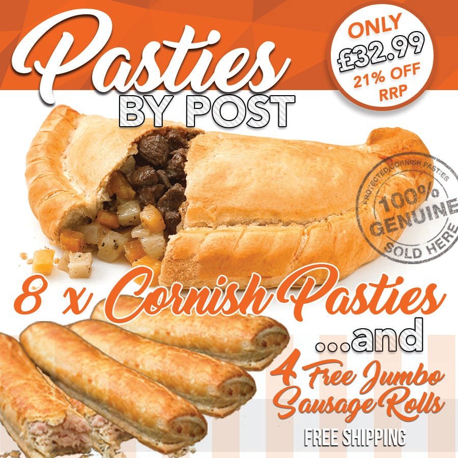 8 x Cornish Pasties + 4 x FREE Jumbo Sausage Rolls - Proper Pasty Company