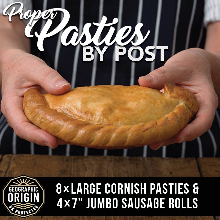8 x Large Cornish Pasties by Post + 4 Jumbo Sausage Rolls - Proper Pasty Company