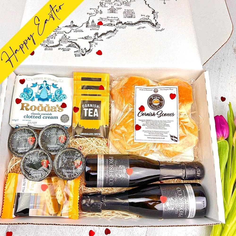 Cornish Scones Cream Tea & Prosecco Easter Hamper (4) CTVPW - Proper Pasty Company