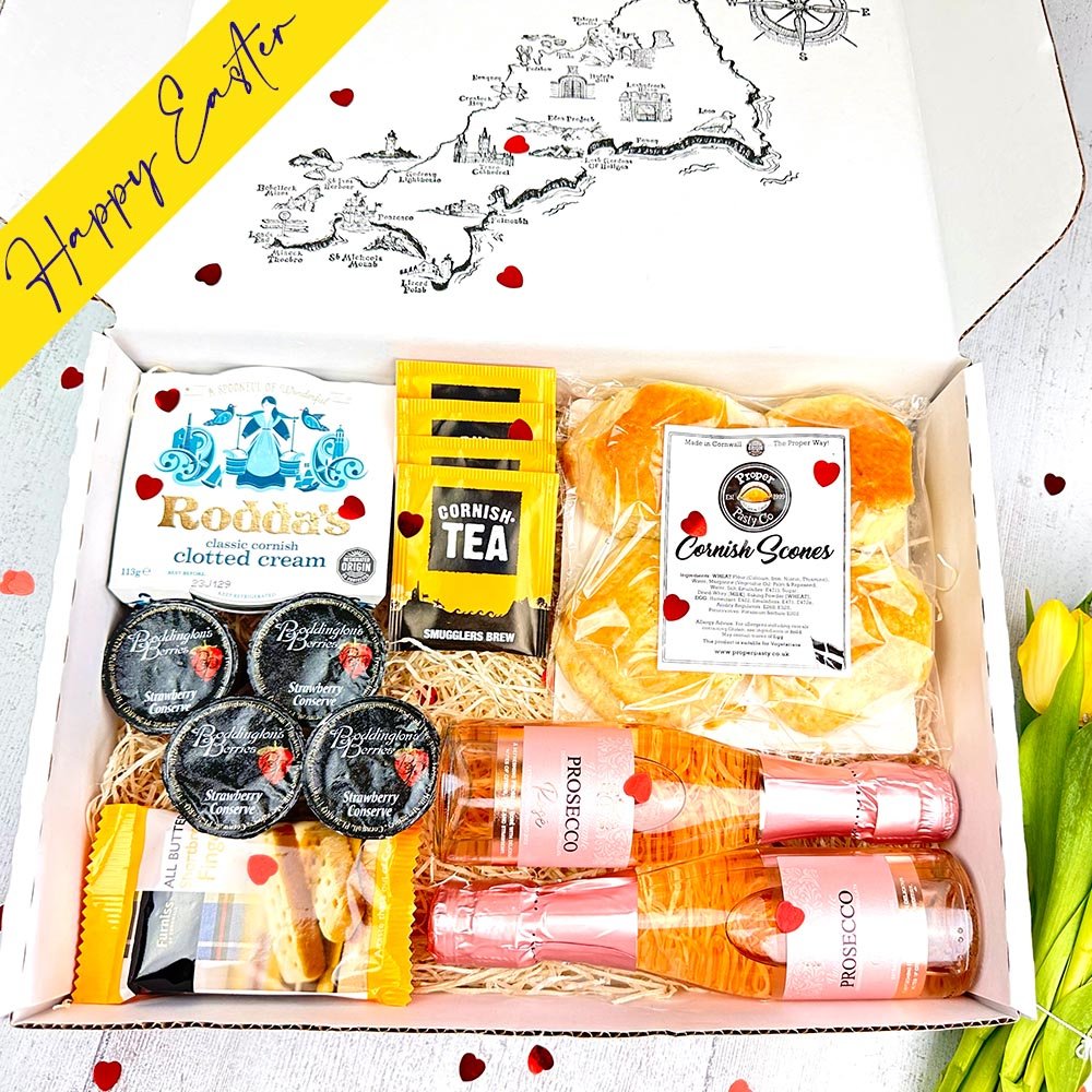 Cornish Scones Cream Tea & Rose Prosecco Easter Hamper (4) CTVPR - Proper Pasty Company