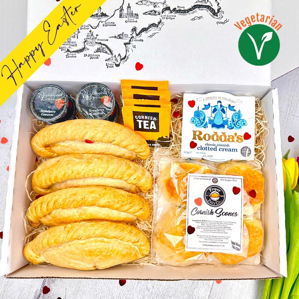 Easter Vegetarian Party Pasty & Cream Tea Hamper for 4 - Proper Pasty Company