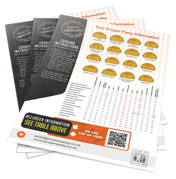 Pasties by Post Baking Instruction and Product Markings - Proper Pasty Company